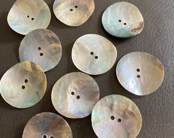 10 x 30mm large round natural MOP Mother of Pearl Buttons Haberdashery