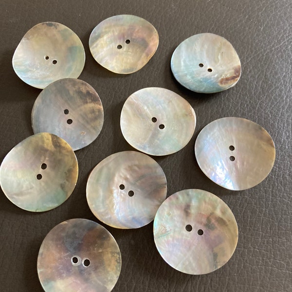 10 x 30mm large round natural MOP Mother of Pearl Buttons Haberdashery