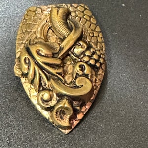 Art Deco Czech stamped Brass metal ornate Dress Clip