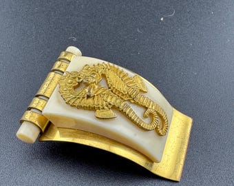 タツノオトシゴのドレスクリップ、1930年代、ヴィンテージ、ジャン