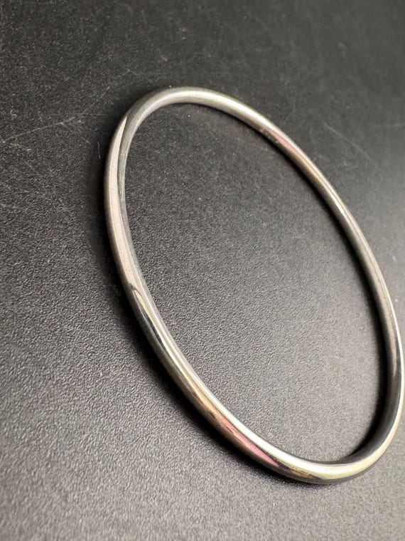 Monet slim stacking bangle , silver tone vintage … - image 7