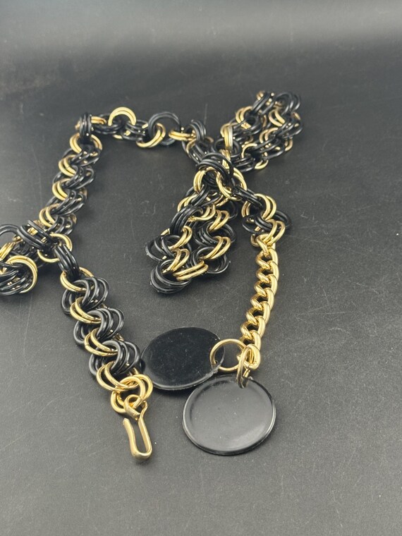 Vintage Black Chain Belt , Lightweight 1960s Gold Tone  display picture 1
