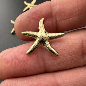 May include: Gold-coloured metal starfish charm with a textured surface.