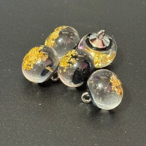 Pack 10 pc Small 12.8mm clear black and gold leaf round dome acrylic domed buttons with metal shank image 8