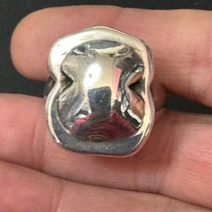 Vintage USA 10 SIZE T.5 925 sterling silver ladies  modernist rectangular abstract brutalist puffy ring 6.7 grams