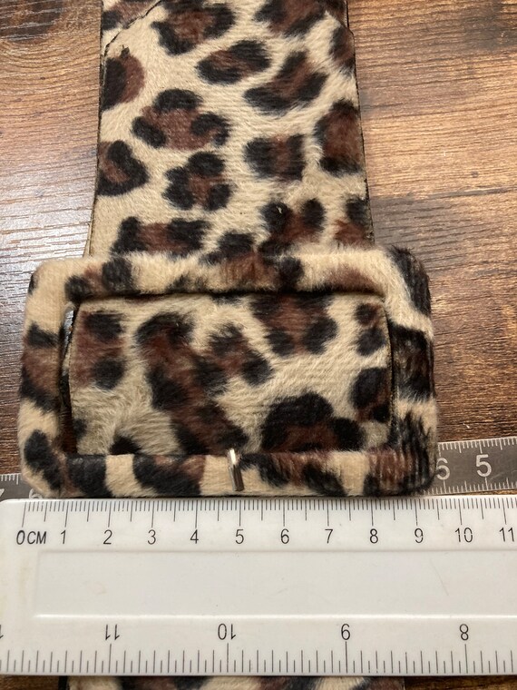 Retro Faux fur wide leopard print black elastic c… - image 5