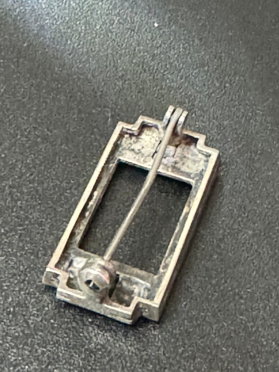 Vintage small Rectangular marcasite and black ony… - image 7