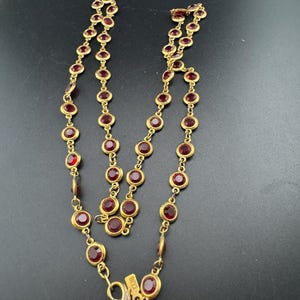 CIRO Ruby Rivière Necklace - Gold Plated Red Glass Chain, 75cm