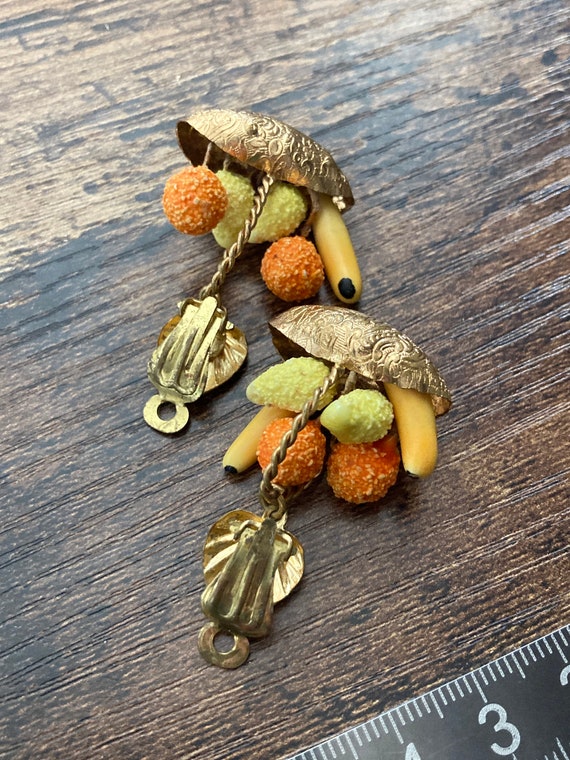 Antique vintage brass FRUIT Basket clip on drop e… - image 10