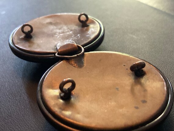 Art Deco Belt Buckle copper metal BROWN bakelite … - image 6