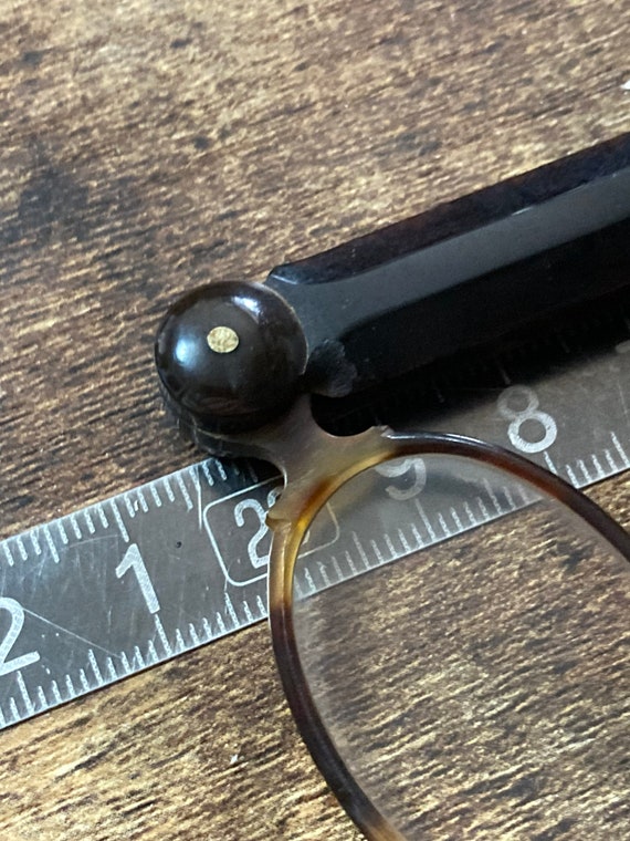 Antique 20cm LORGNETTE glasses faux tortoiseshell… - image 4