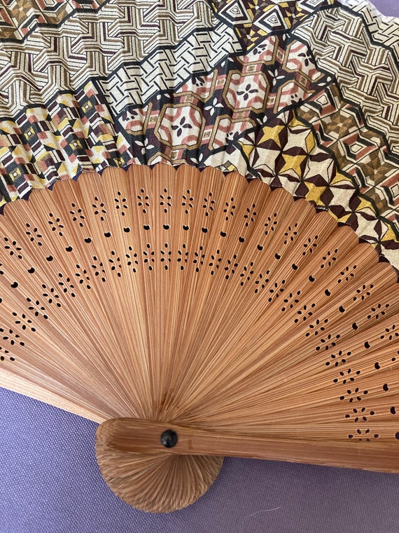 Vintage brown geometric Chinese fabric Ladies Han… - image 4