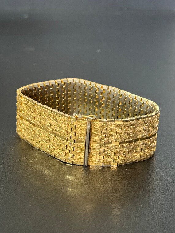 1970s articulated flat 18k gold plated cuff wrap … - image 4