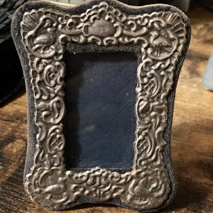 miniature silver picture photo frame embossed full hallmarks 9cm x 6 cm blue velvet back