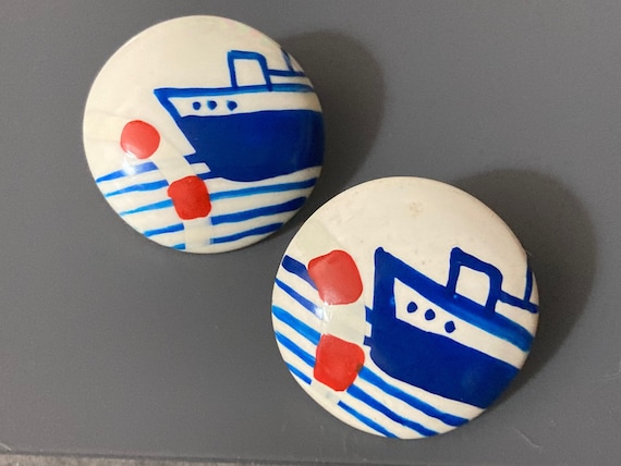 Red white and blue Nautical ship boat pierced rou… - image 1