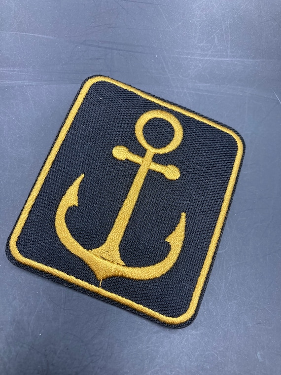 Iron on Nautical Anchor Patch Appliqué Black and Gold Etsy