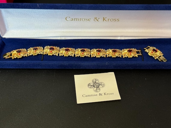 JBK Diamanté Ruby Red Gold Tone Bracelet, Jacqueline Kennedy