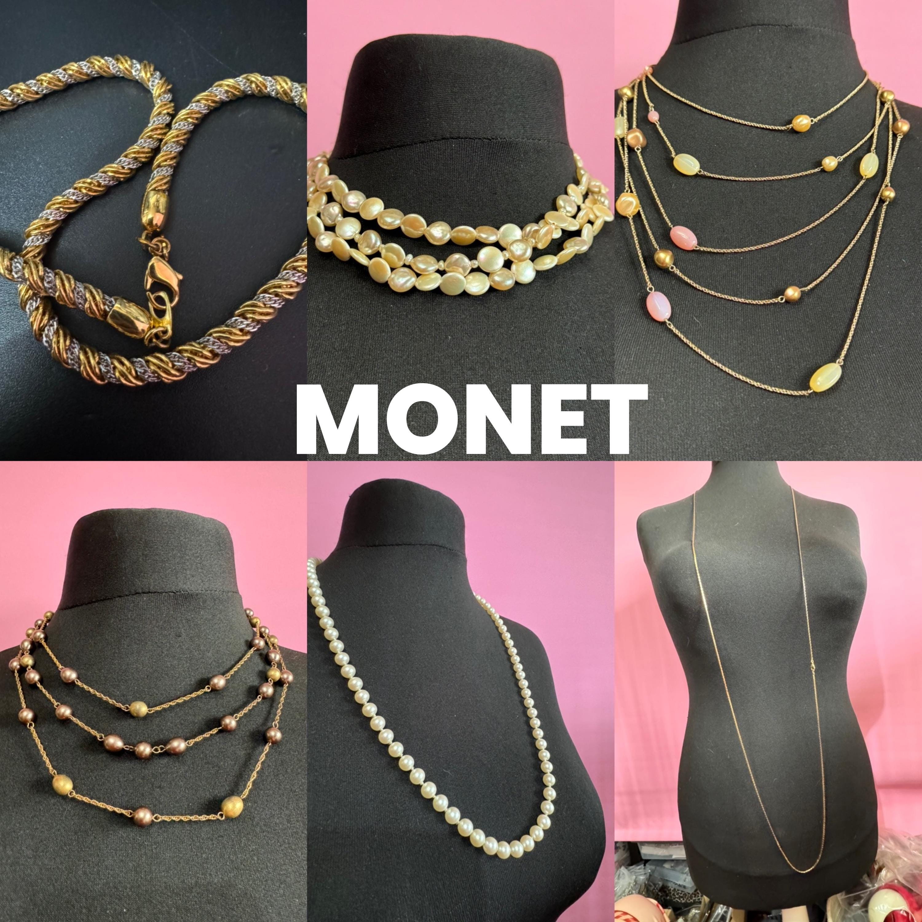 MONET マルチストランドパールネックレス、ビーズチョーカー、シルバー 
