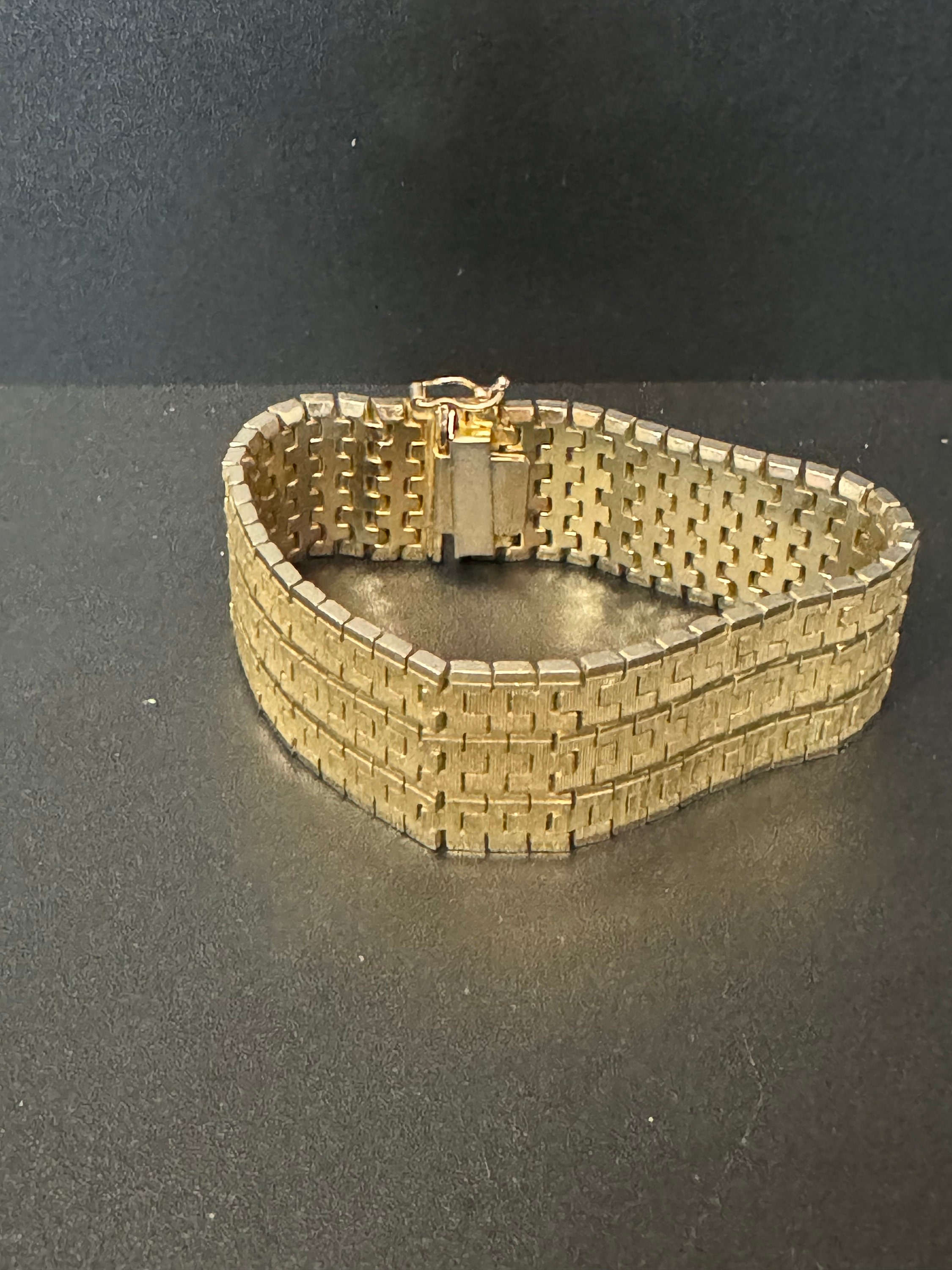 1970s Articulated Flat 18k Gold Plated Cuff Wrap Bracelet 18.5cm