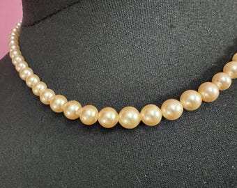 Lotus Cream Glass Pearl Necklace: Silver Clasp, Knotted, 46cm - Etsy