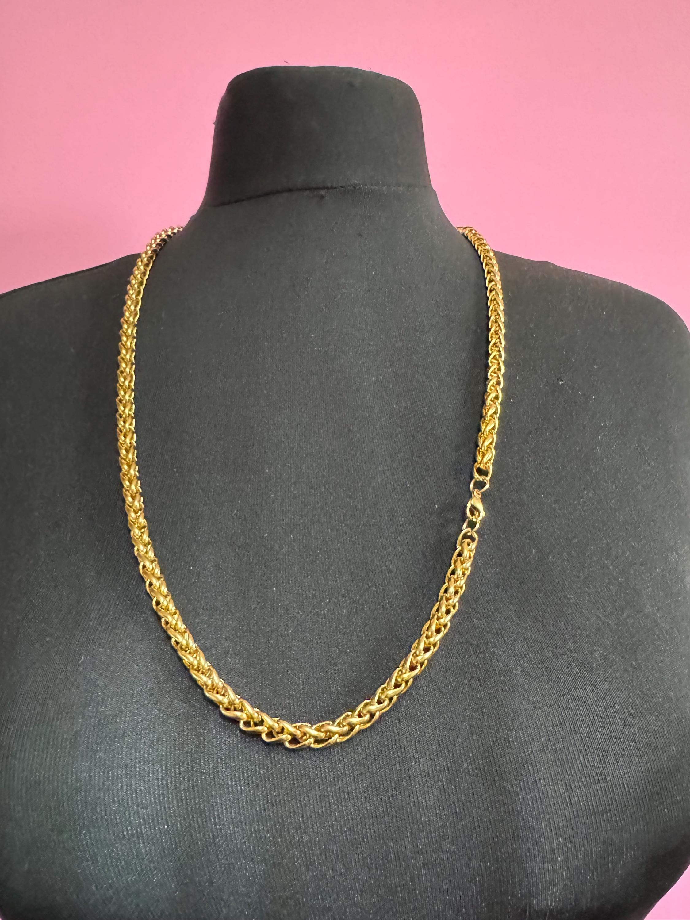 78cm Wheat Link Chain Necklace, Long 1980s Thick Gold Plated - Etsy