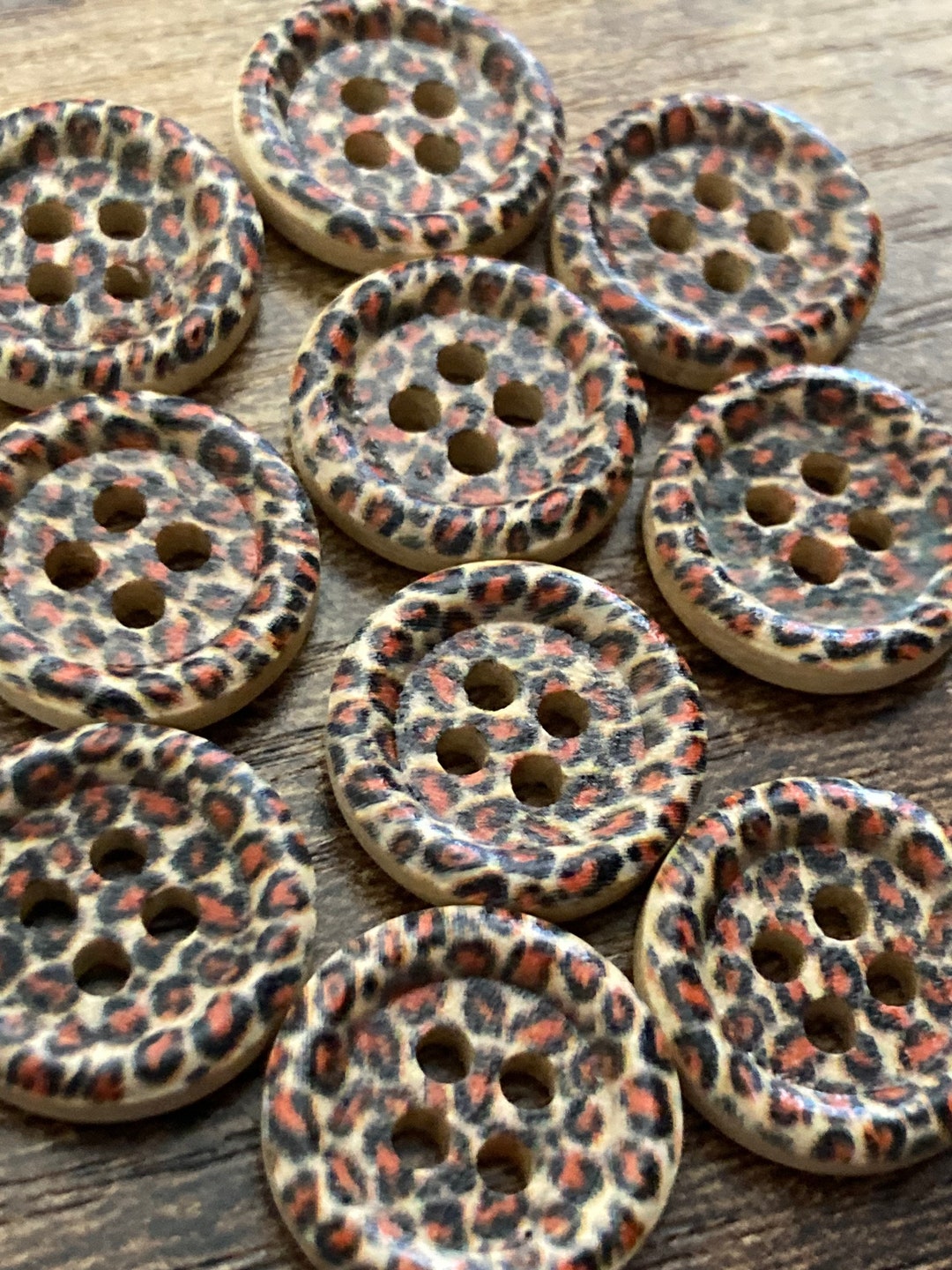 15mm Leopard Print Buttons , Set of 20 Pieces Round Wood - Etsy
