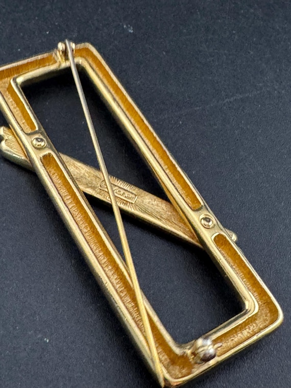 Signed MONET large gold plated rectangular modern… - image 3