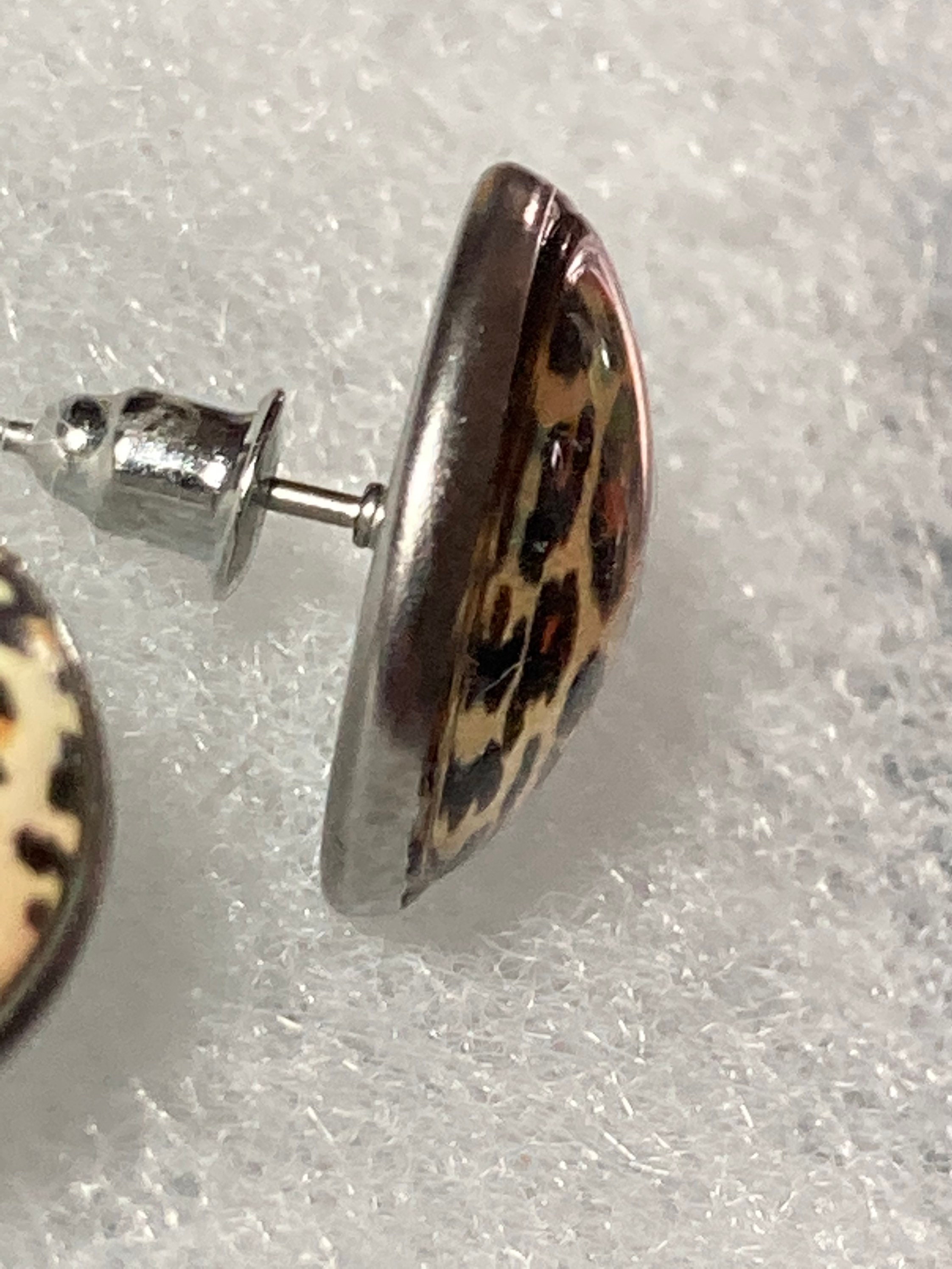 Boucles D'oreilles Pendantes Cabochon Leopard En Acier Inoxydable - Pochette Cadeau