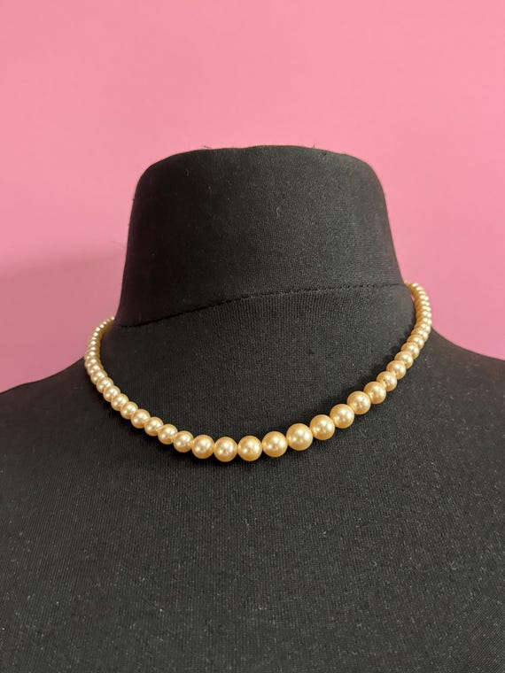 Lotus Cream Glass Pearl Necklace: Silver Clasp, Knotted, 46cm - Etsy