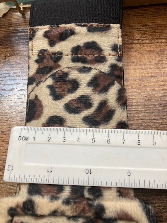 Retro Faux fur wide leopard print black elastic c… - image 4