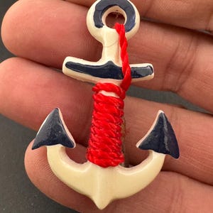 Early Plastic Art Deco white cream large Nautical Anchor brooch pin 1930s 1940s Antique Vintage celluloid Kitsch Tourist