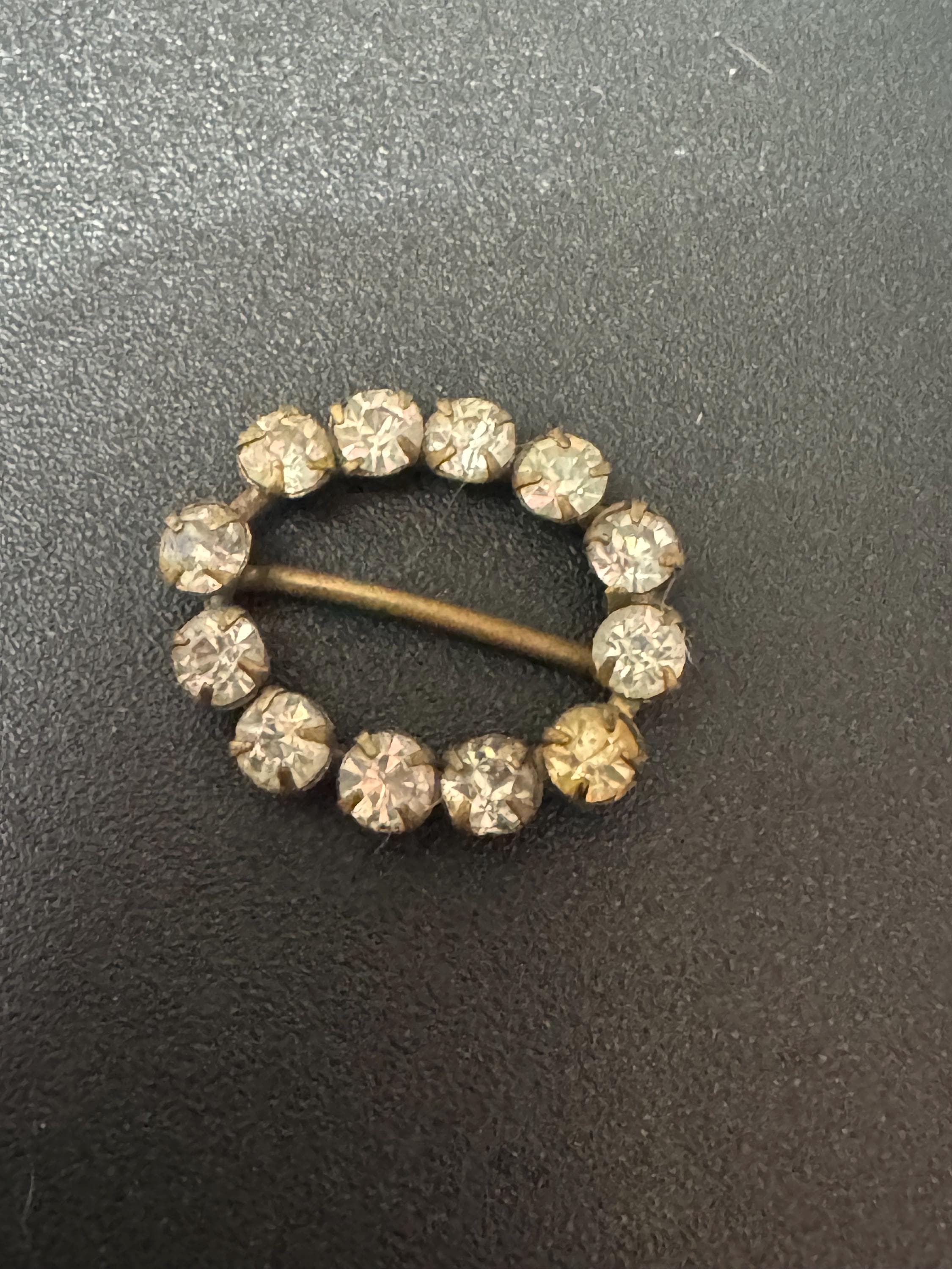 Boucle De Ceinture Ancienne à Gros Strass Blanc - Diamètre 5cm - Mercerie/Couture