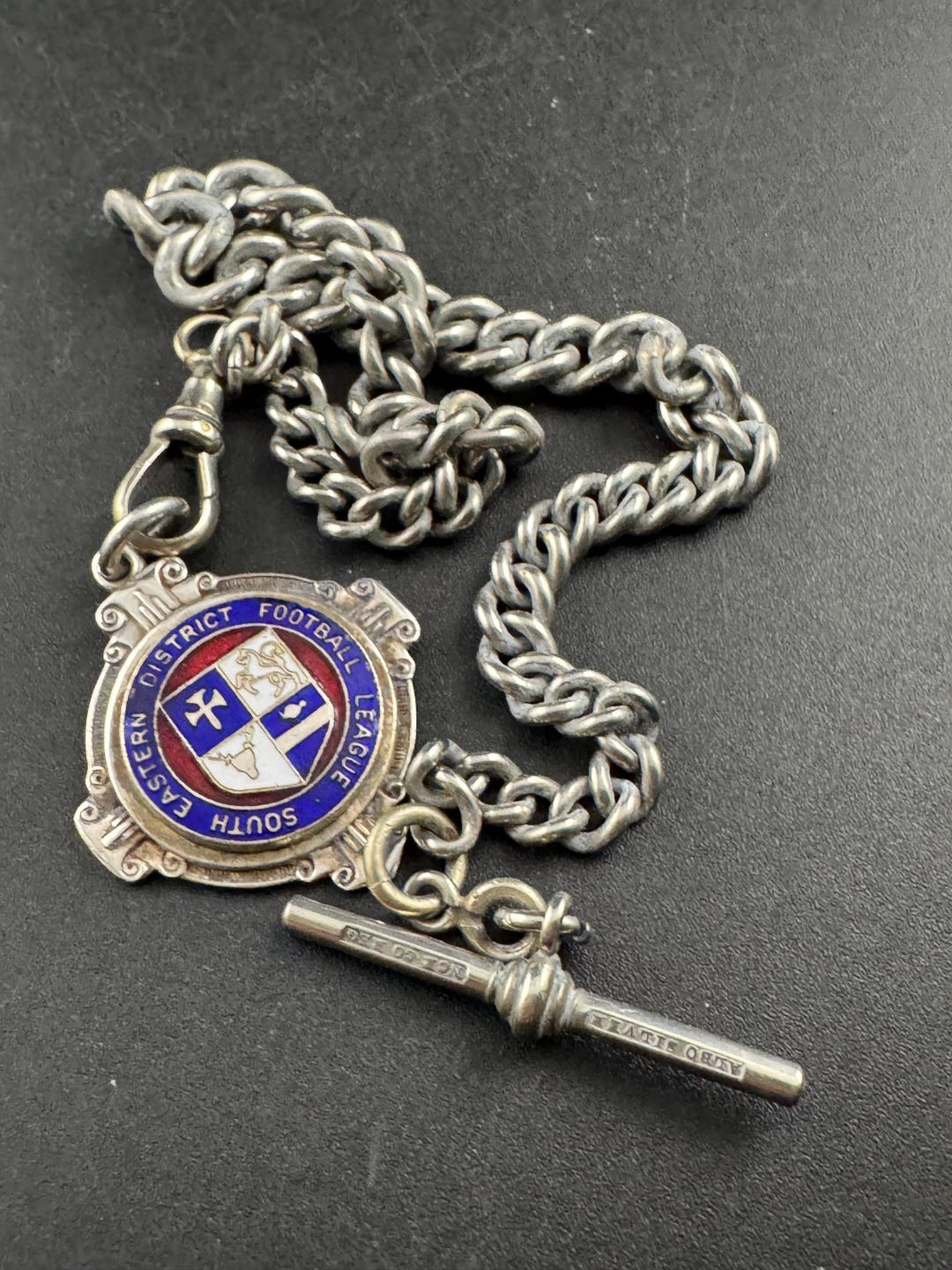 Vintage Albert Watch Chain With Fob, Albo Silver (32cm) - Etsy UK