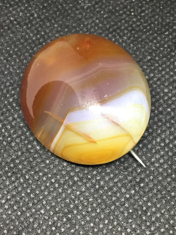 Antique domed Brooch Scottish banded Agate - image 2