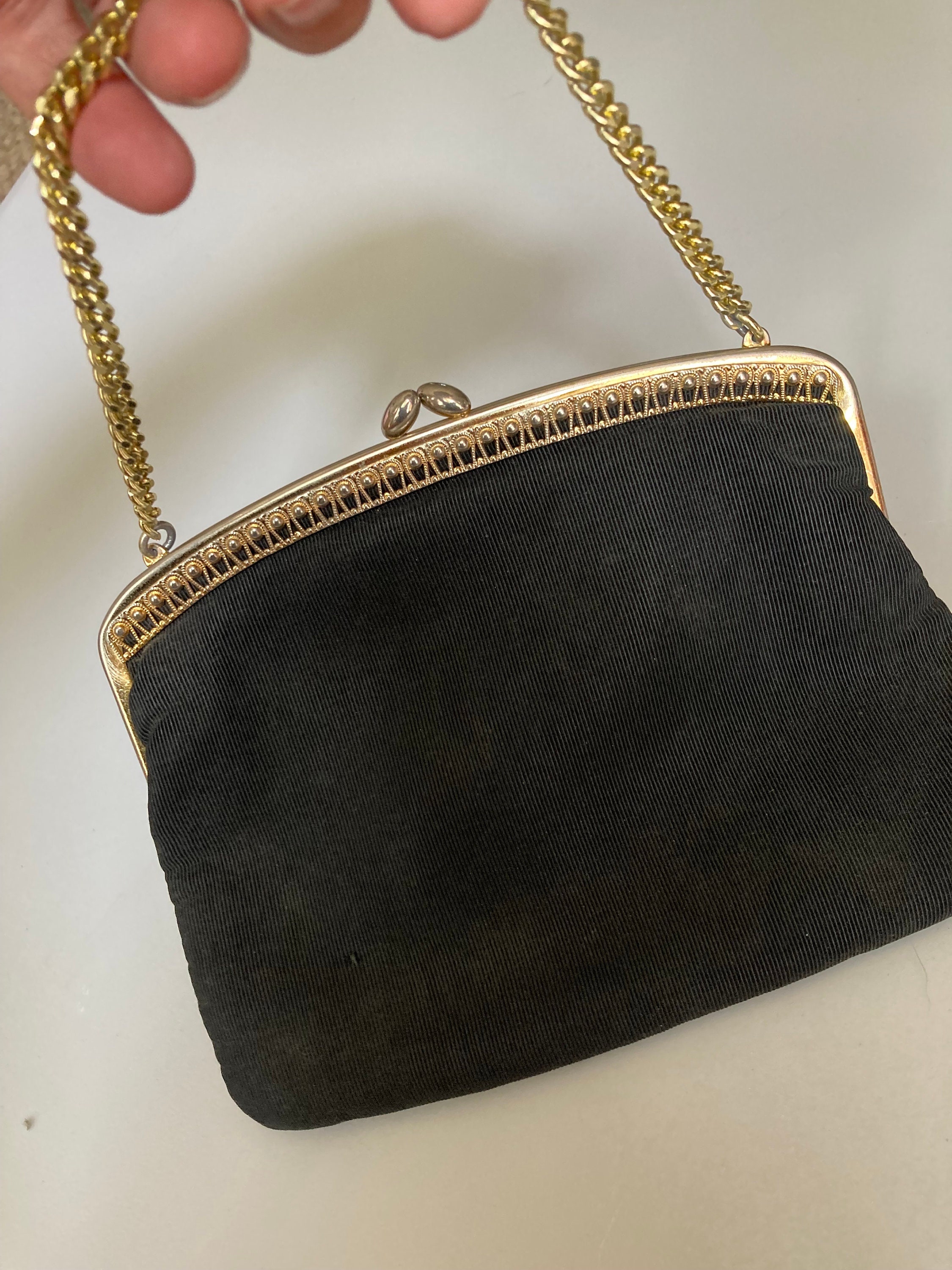 Gold Evening Bag Made in France 1950's Vintage Bag 