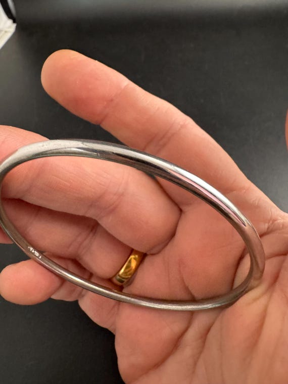 Monet slim stacking bangle , silver tone vintage … - image 2