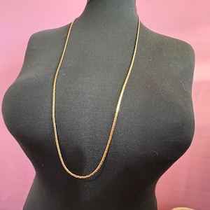 91cm 21.5 inch True Vintage gold plated very long flat fancy link chain plain layering necklace old shop stock