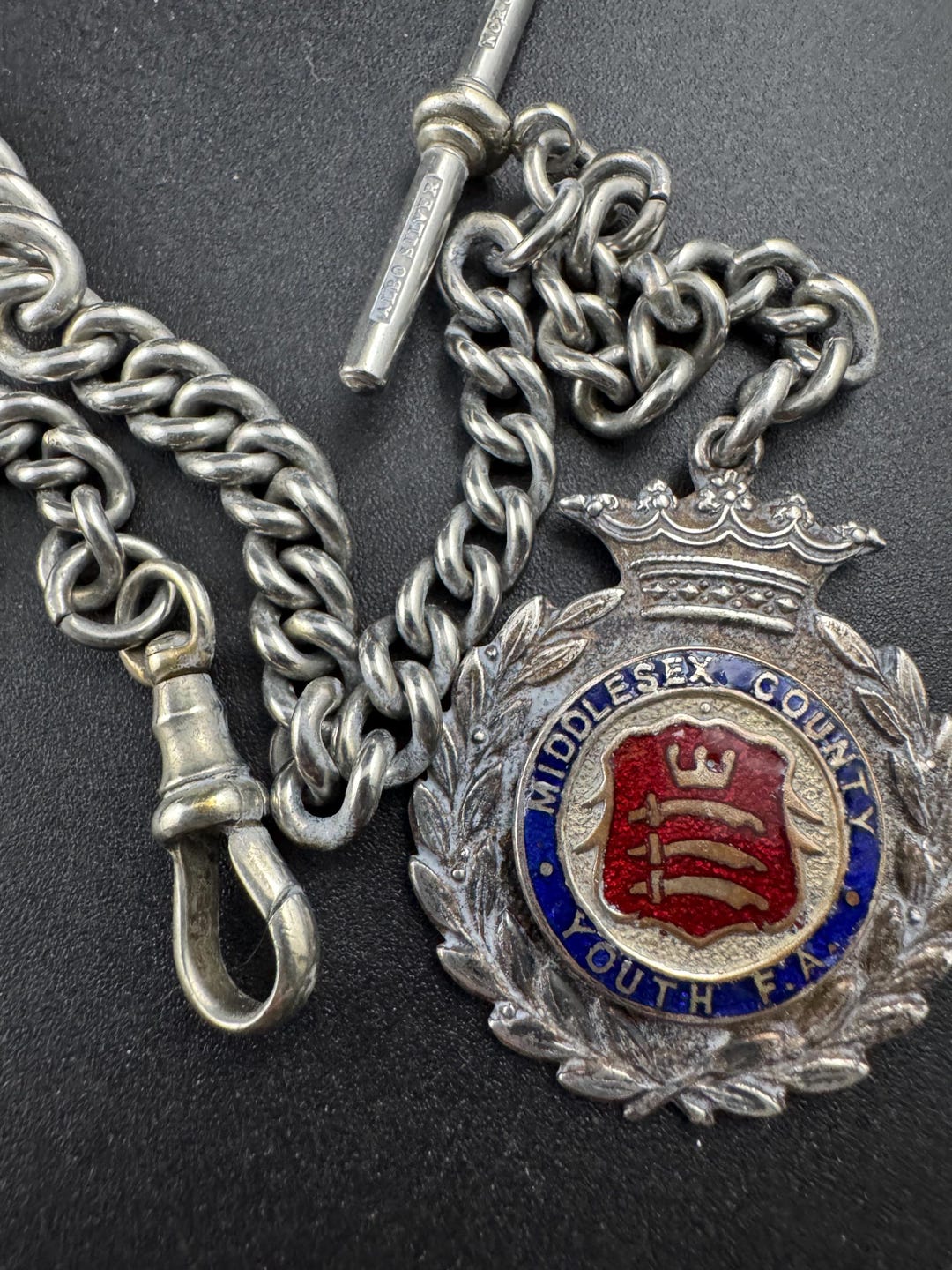 Antique Metal Albert Watch Chain With Fob, Albo Silver Metals 30cm - Etsy