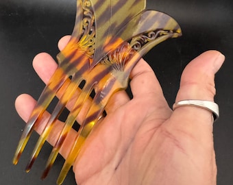 Vintage Faux Tortoiseshell Plastic Mantilla Hair Comb With  display picture 3