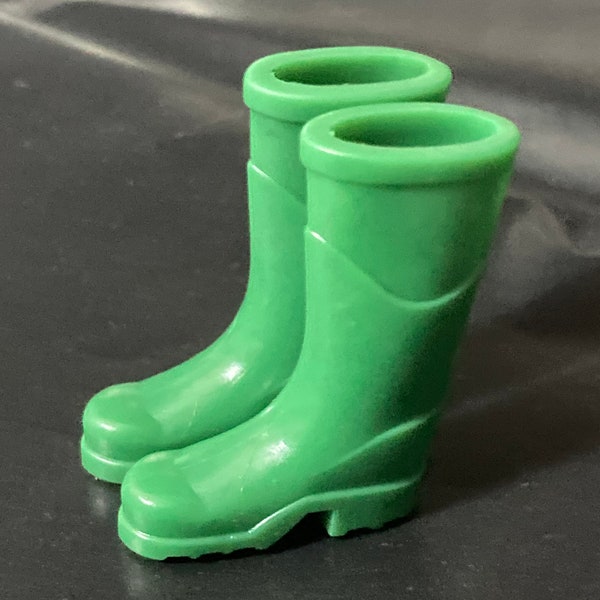 Paire miniature de bottes wellington en plastique vertes, décoration de gâteau de jardinier, poupées de paysage