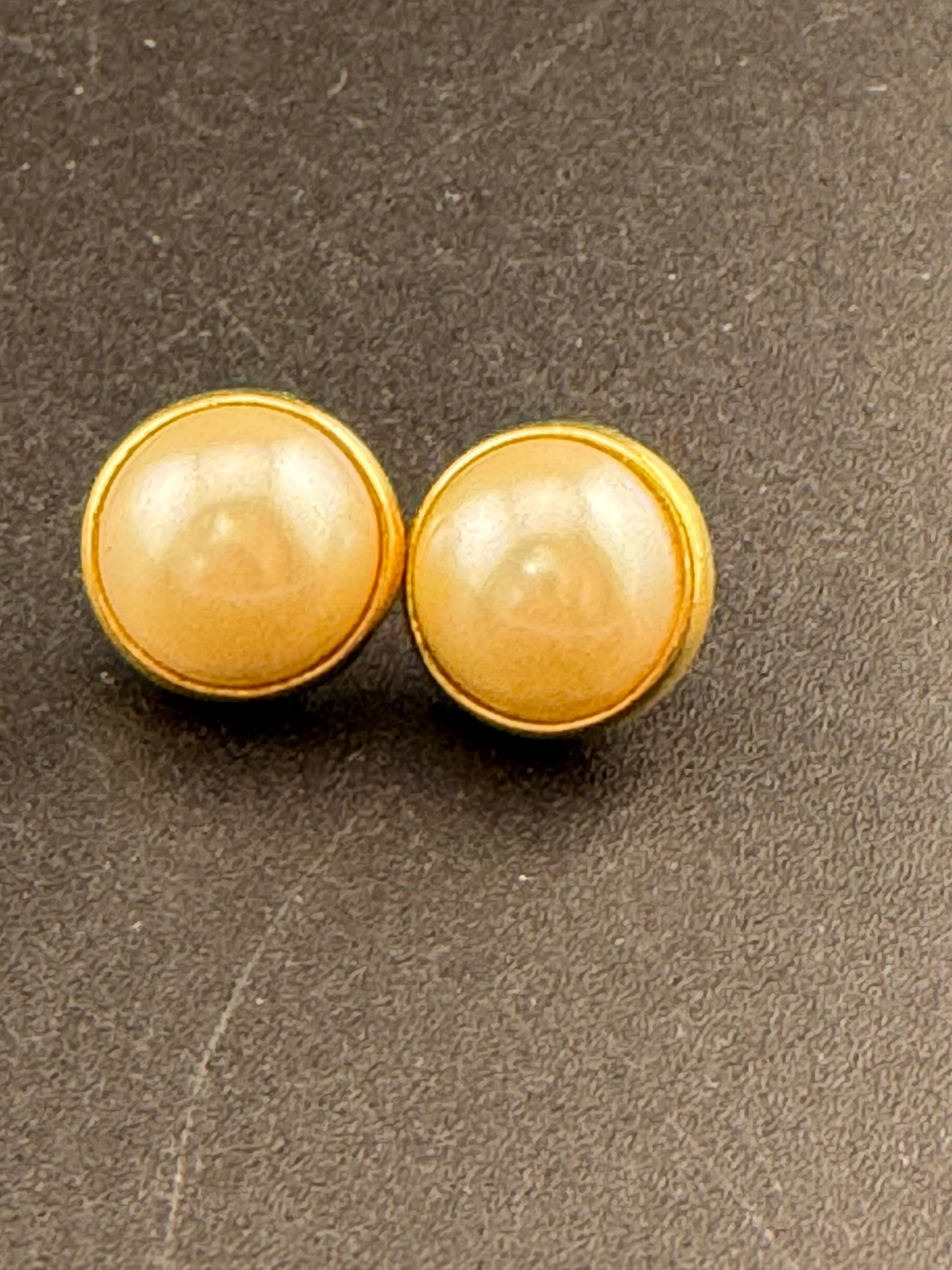 Boucles d'Oreilles Clips Vintage En Or Perles Et Emeraudes