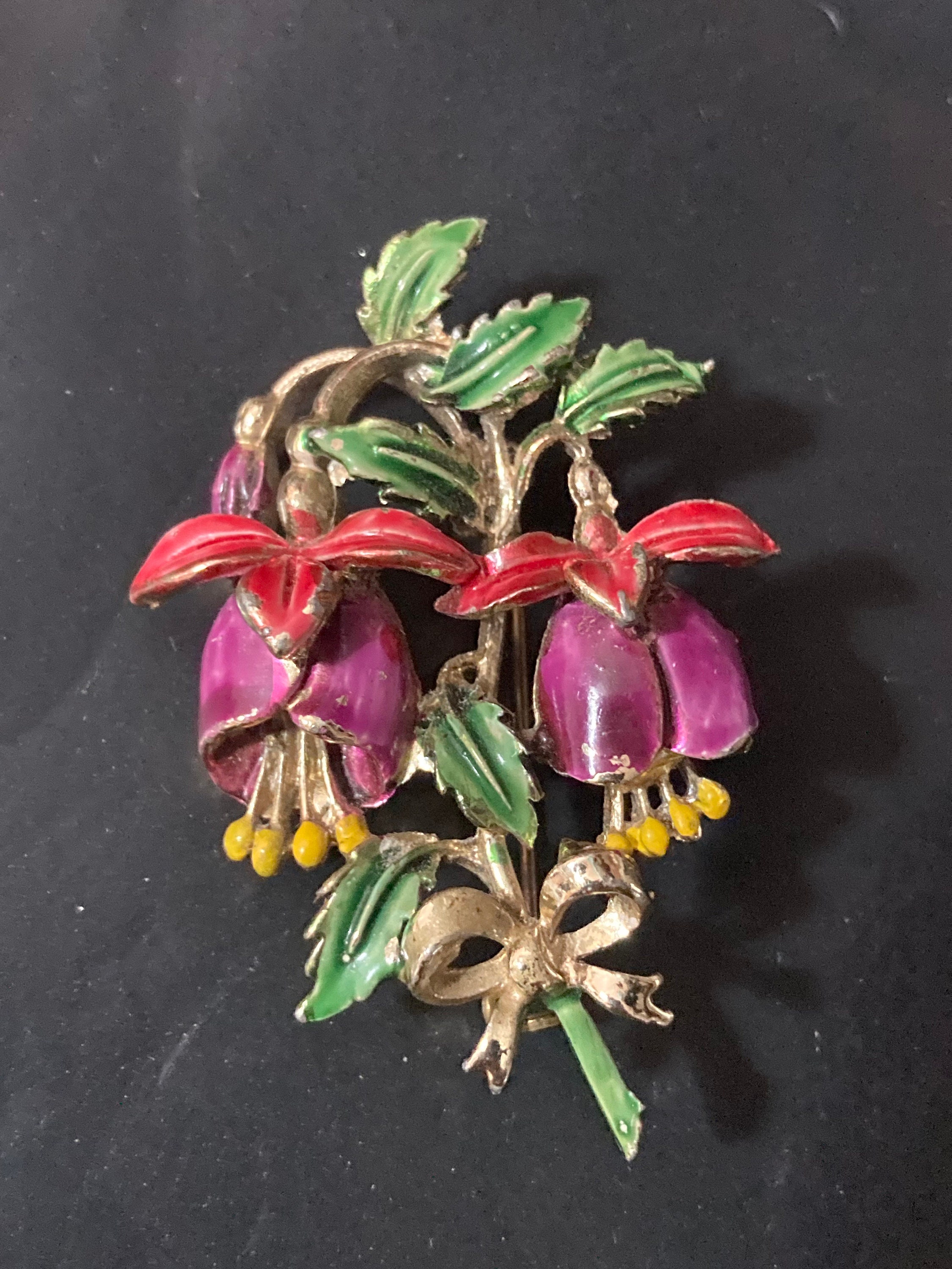 Fuchsia Satin Flower Pin