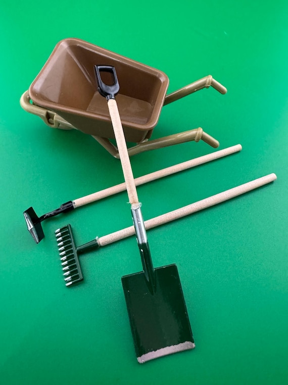 Miniature Garden Tool Set: Wheelbarrow and Metal Tools, Cake Topper - Etsy  Hong Kong