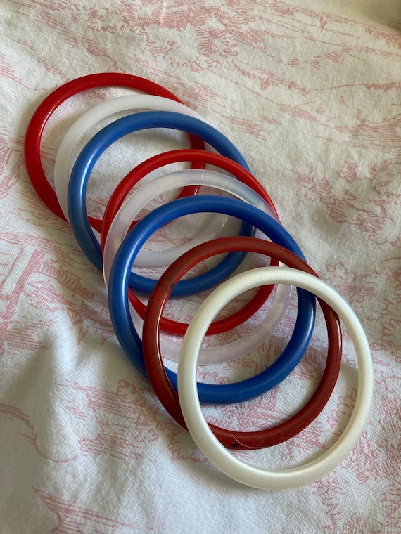 RED WHITE BLUE Stack of Retro Plastic Bangles Etsy Australia