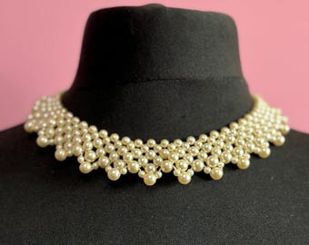 Vintage Beaded Collar Necklace Baar E. Beards, Inc. Japan  Vintage Pearl Collar Necklace Choker Baar & Beards Japanese Pearl main image 0