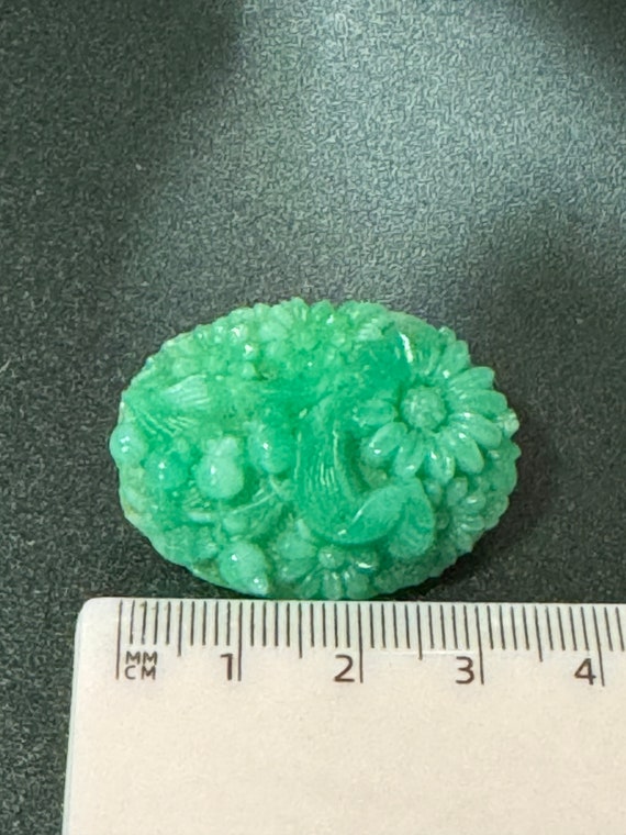 Vintage faux jade molded glass chinese oriental p… - image 4