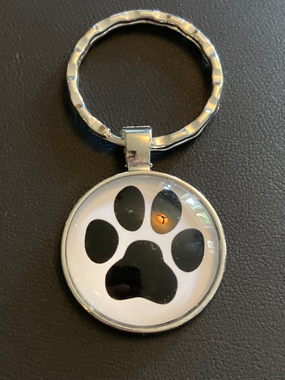 Dog Paw Print Keyring With Glass Cabochon Etsy Canada