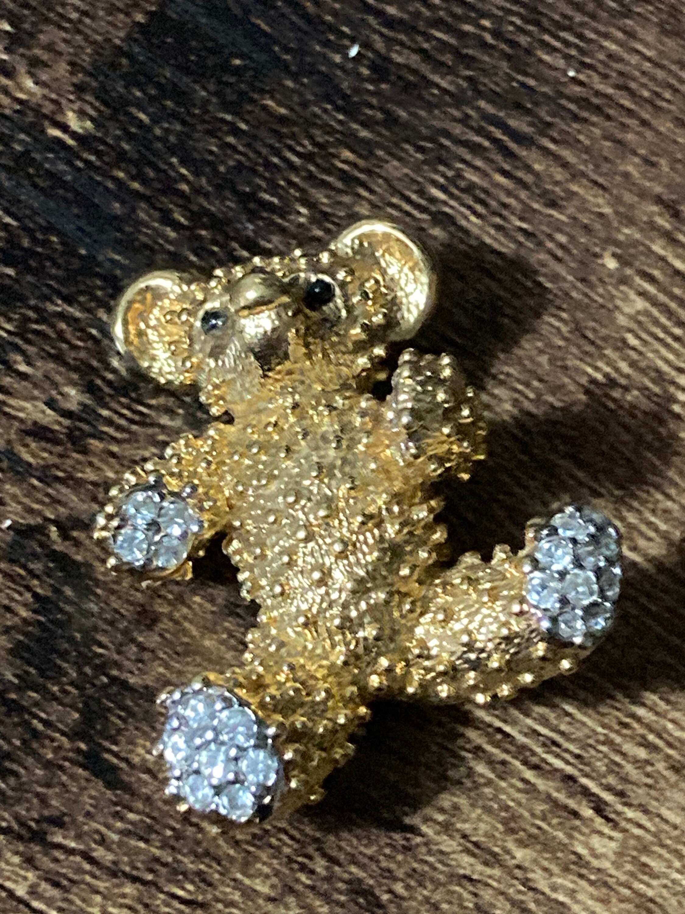 D'orlan Diamanté Gold Teddy Bear Brooch, Signed Clear Crystal - Etsy
