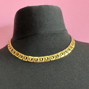 Vintage mid century gold plated openwork collar choker necklace