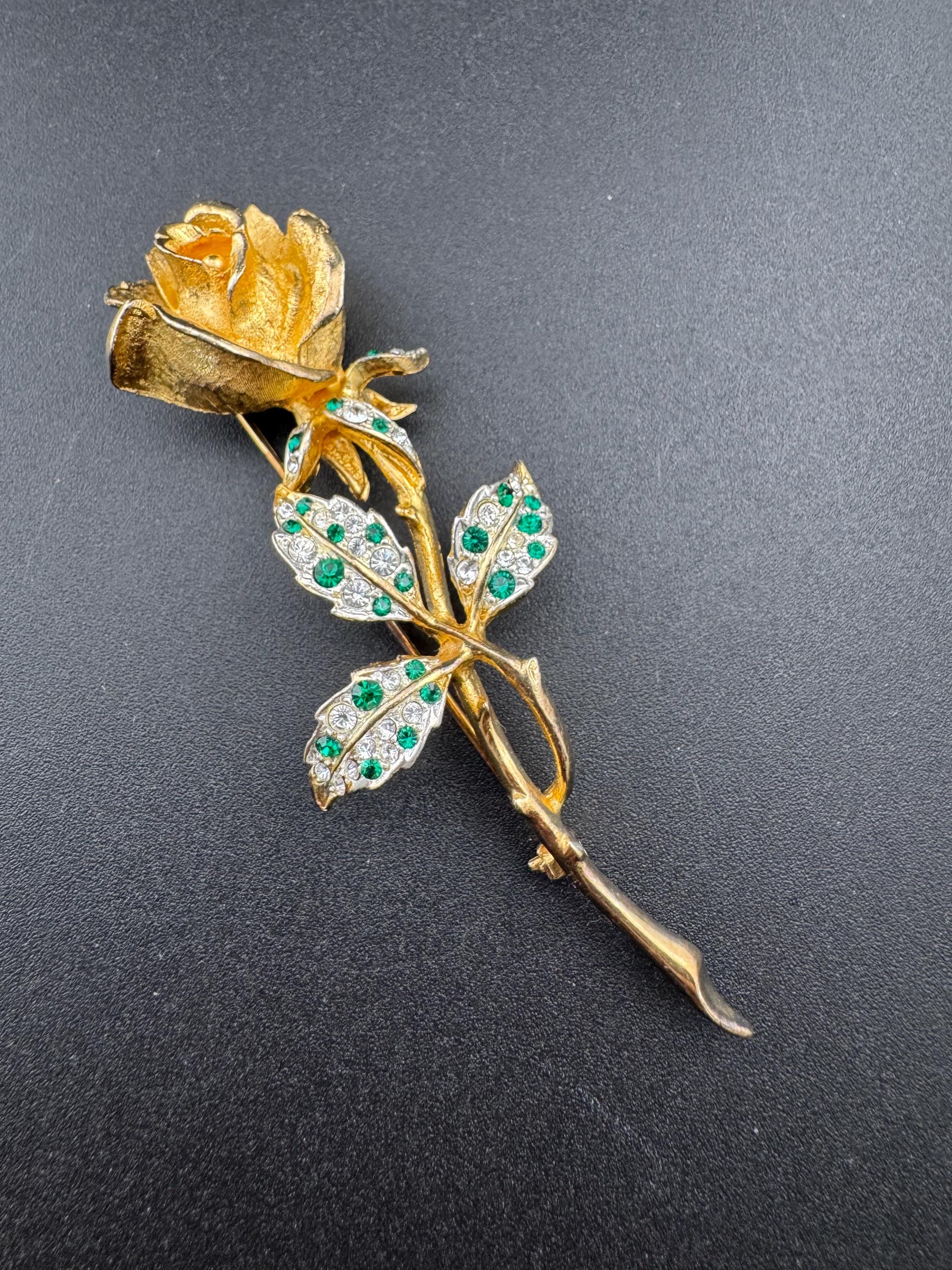 Broche Vintage Carven - Rose Dorée, Occasion En Bon état